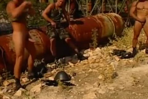 Entry Squad With Three Uniform man jerking off Their weenies