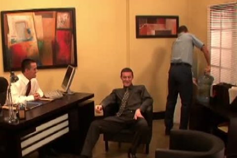 raunchy homosexual men fucking In three-some At Work