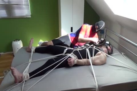 Two boyz Having enjoyment In Lycra With Breathcontrol And Magic Wand