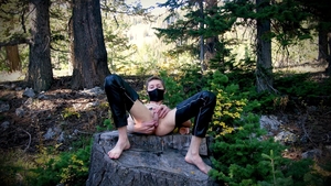 shoving My throbbing wang Into My Own booty In The Forest For A joy Day Of Self-fucking Myself bareback Till I Creampie.