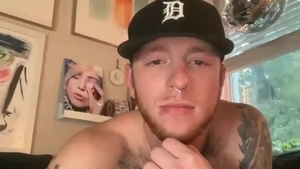 lusty American lad With Tattoos dildos wazoo On web camera